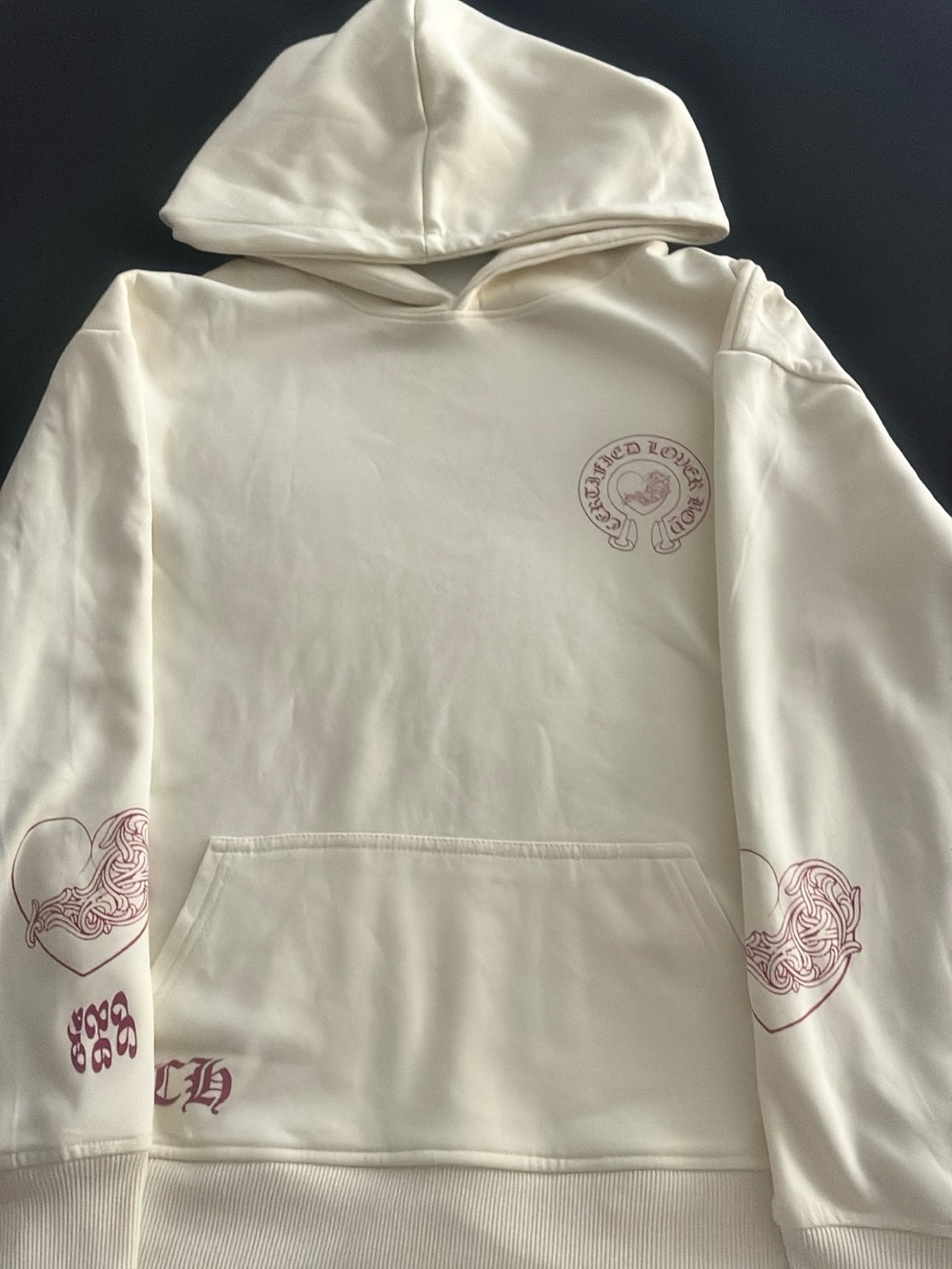 Chrome Hearts Cream Hoodie with Mauve Graphic Accents - Women
